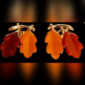 Lisner vintage orange leaf earrings